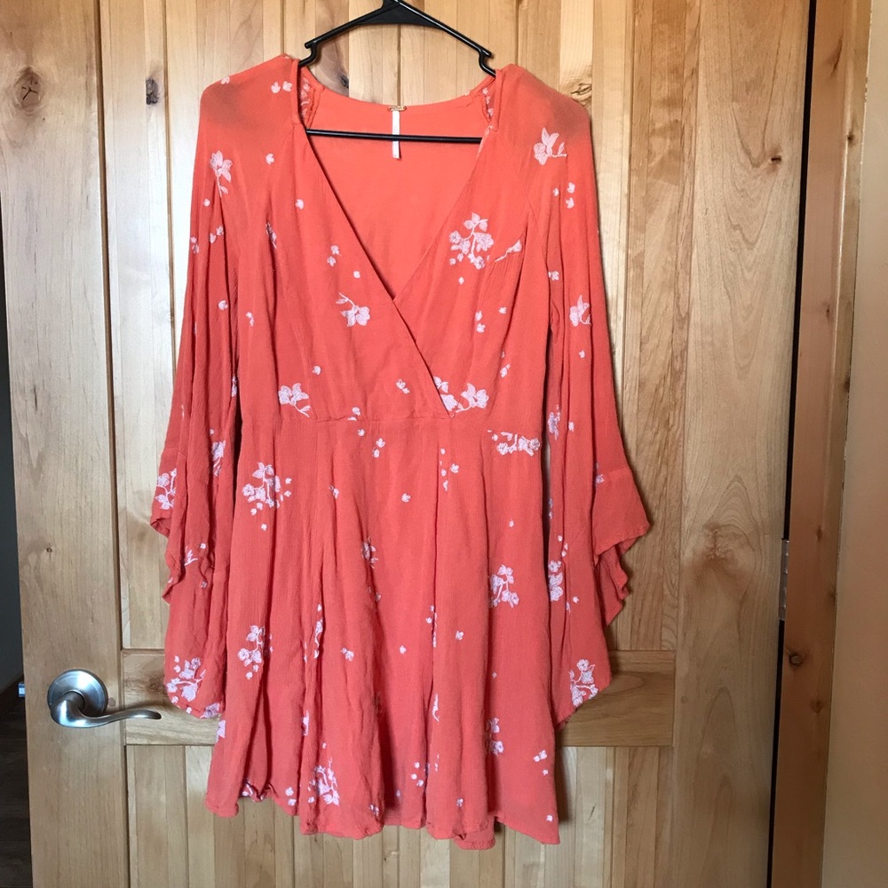 Gorgeous Free People Embroidered Orange Boho Dress